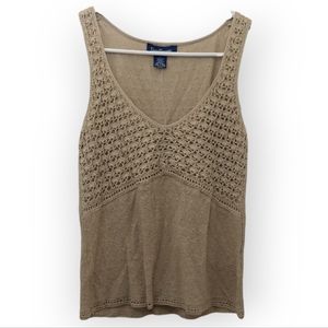 Evan-Picone Women's Size Small Tank Top Sumatra Stone Beige Brown Knitted